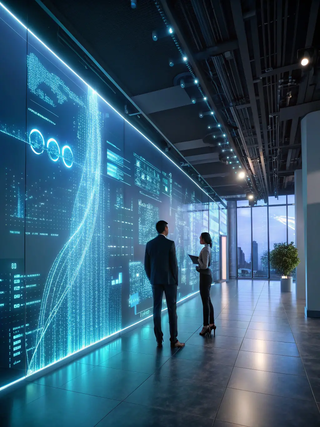 A graphic depicting automated processes and AI algorithms working seamlessly, showcasing the benefits of AI automation in marketing and business operations.