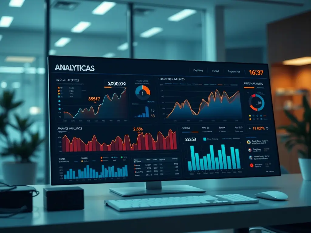 A dashboard displaying various data points and charts, illustrating advanced analytics capabilities, highlighting insights into customer behavior and campaign performance.