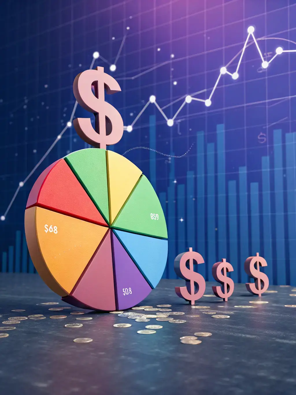 A visual representation of cost savings, such as a pie chart illustrating reduced operational expenses due to AI automation, with a clean and professional design.